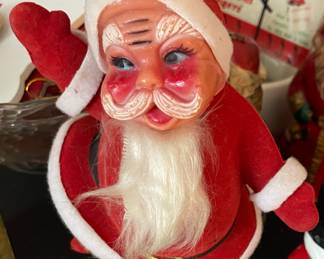 Vintage Flocked Felt Santa
