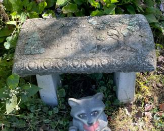 Cement Small Bench & Cement Racoon