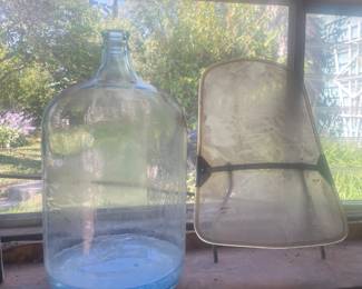 Vintage Glass Water Bottle & Small Windshield