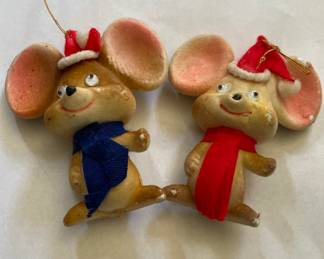 Vintage Flocked Felt Mice