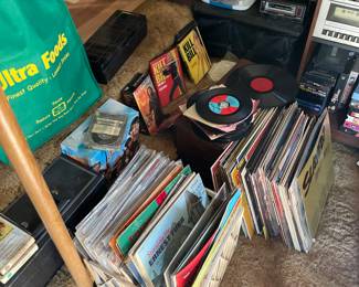 Albums, 45's, cassette tapes & 8 track tapes