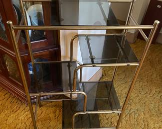 Vintage Glass/Brass  Shelf Table