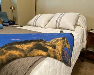 Full size Tempurpedic adjustable bed guest room bed, nice! large cotton horse blanket