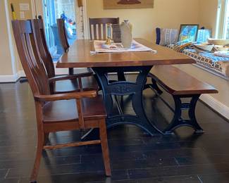 River City Forge Dining Table, bench, 2 arm chairs , 2 side chairs