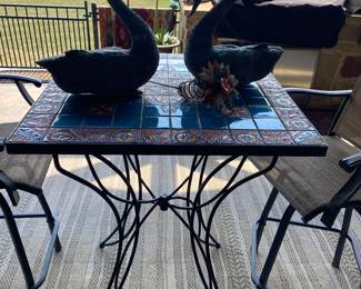 iron & tile tall patio table , swans