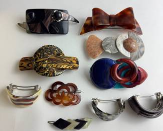 Vintage acrylic hair clips 