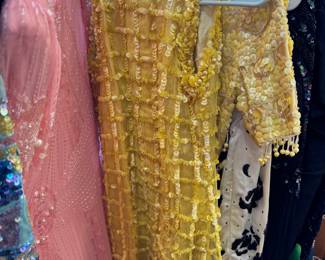 Vintage women's beaded and sequined dresses, tops and jackets