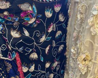 Vintage women's beaded and sequined dresses, tops and jackets