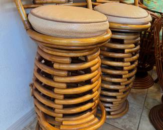 Bamboo swivel barstools - 4 tall, 4 shorter