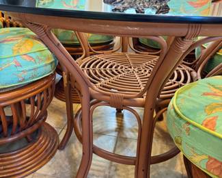 Bamboo Dining table with glass top