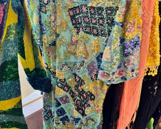 Vintage women's beaded and sequined dresses, tops and jackets