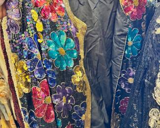 Vintage women's beaded and sequined dresses, tops and jackets