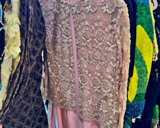 Vintage women's beaded and sequined dresses, tops and jackets