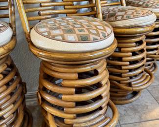 Bamboo swivel barstools - 4 tall, 4 shorter