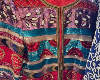 Vintage women's beaded and sequined dresses, tops and jackets