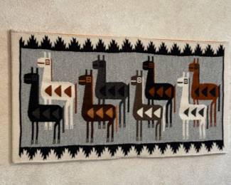 Vintage Peruvian alpaca tapestry/rug wall hanging