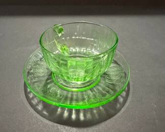 Anchor Hocking green uranium cup and saucer