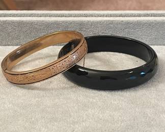 Gold filled & glass bangles vtg