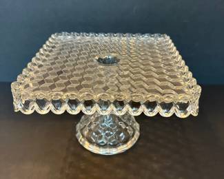 Fostoria "American" pattern cake plate with rum well 