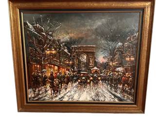 Armand Lourenco "Place du Tertre in Paris under the Snow"