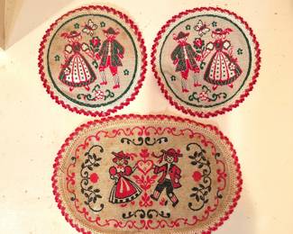 Austrian folk art doilies and placemat