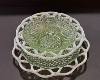 Imperial Open Laced Edge bowl and plate in green