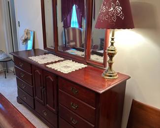 Solid Black Cherry dresser and mirror
