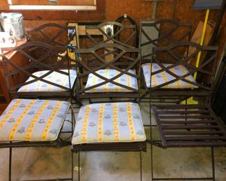 Set of 6 metal folding chairs 