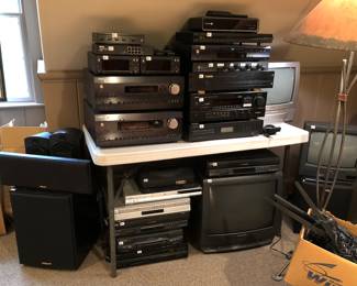 A selection of vintage electronic and stereo equipment