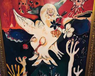 Large Art print signed by "Alexandra Nechita '96" # 32/260
Release the Peace by Alexandra Nechita (American/Romanian, b. 1985).  Limited Edition Serigraph on Canvas.  One of Alesandra's early and most successful pieces.  Release:  1996. 