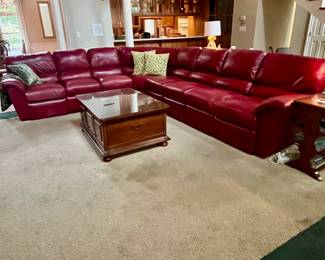 Massive Red Leather Sectional