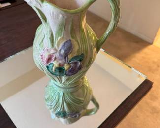 Colorful ceramic pitcher.