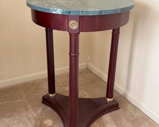 Bombay company green marble end table.