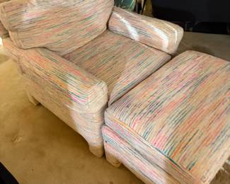 Vintage chair with matching ottomans
