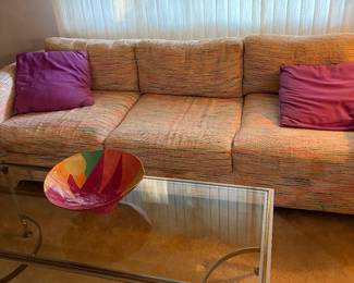 Glass and brass coffee table 