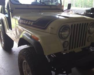 Behind door # 3 is this classic gem!! 1975 Jeep CJ5 Renegade – Levi Edition V8 engine…manual transmission..good running condition.. has lift kit.. New tires and wheels. Also has two tops. Odometer shows a little over 46,000 miles. A reserve price of $16,500 has been set on this vehicle. We will be taking sealed bids on it to be opened on Sunday, September 28. Conditions will apply.