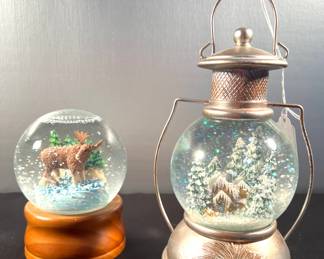 Moose and winter scene snow globes