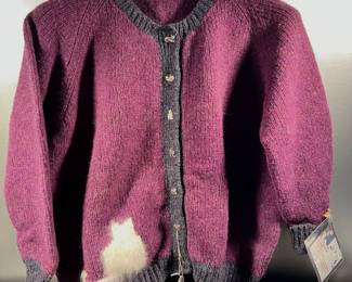 Wool sweater with kitty buttons- medium size