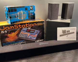 Cobalt mic, Boss JamStation, Vizio soundbar system 
