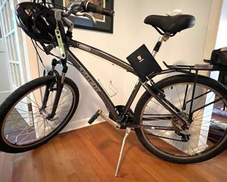 Trek mountain bike with helmet