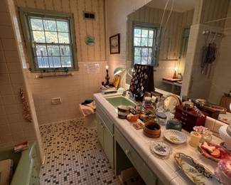 The house is so full we had to utilize every space, including the powder room.