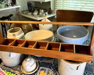We have the neatest collection of stoneware bowls, puts, jugs, etc...TOO COOL! We also have the nicest group of wooden boxes you have ever seen!
