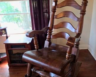 Wooden rocking chair matches dining room set