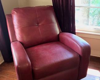 Red Leatherette Swivel Recliner