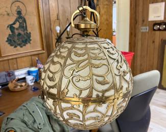 Gorgeous Brass and Rice Paper Pendant Lamp -$250