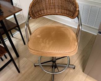 MCM Cane and Velour Adjustable Bar Stools - 5 available-$100 each