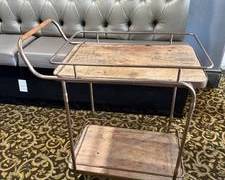 2 Tier Metal and Wood Cart with Locking wheels