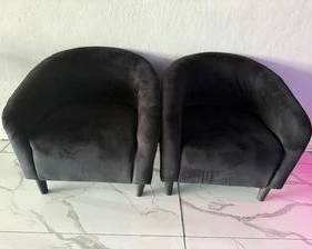 Set of Microfiber Tub Accent Chair, Black