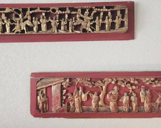 Chinese Temple Woodcarving Decorations
Size 25inches (64cm) X 7 Inches (18cm)
Ca. 250 to 300 years old