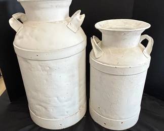 Vintage Painted Metal Milk Can